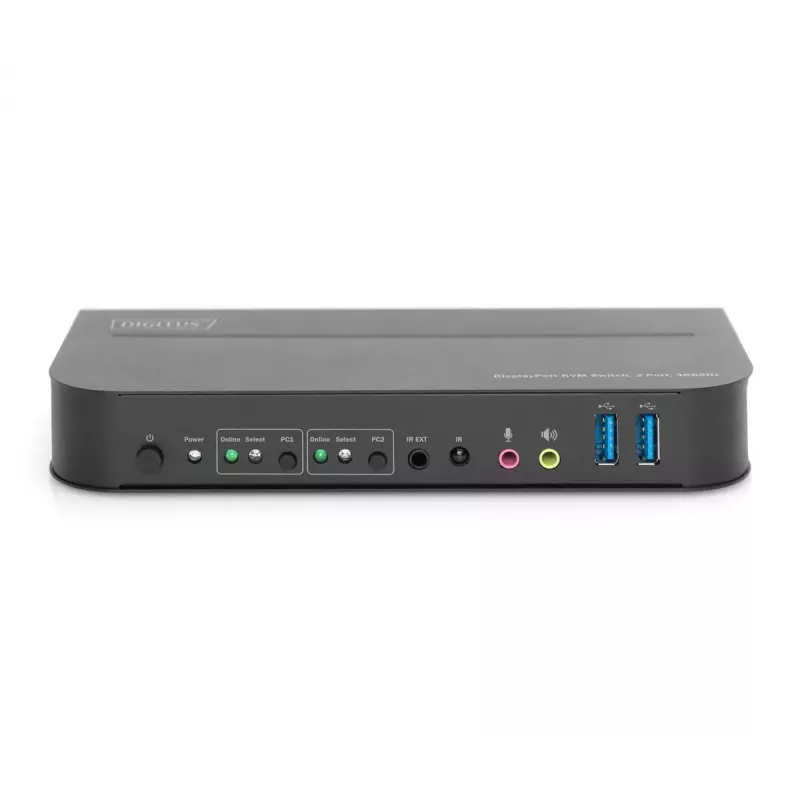 DIGITUS KVM-kytkin, 2x1 DP, DP/HDMI Out, USB 4Kx2K@60Hz