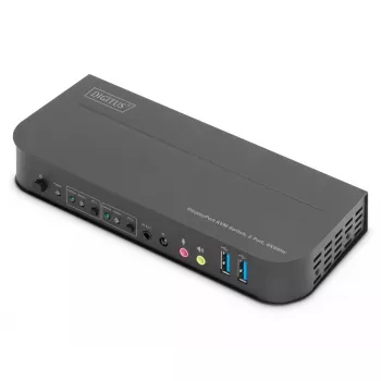 DIGITUS KVM-kytkin, 2x1 DP, DP/HDMI Out, USB 4Kx2K@60Hz