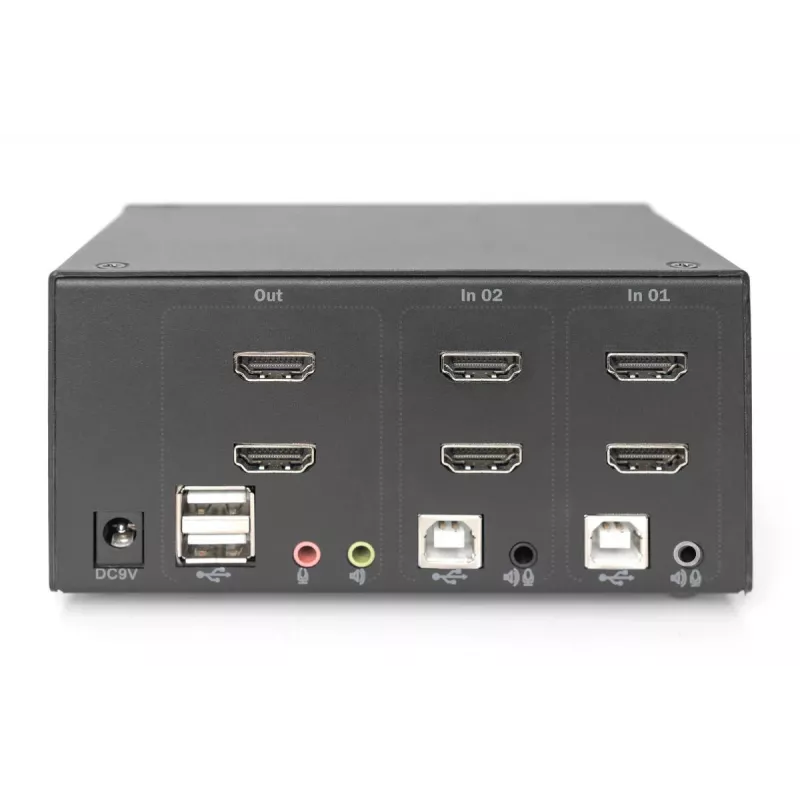 DIGITUS KVM-kytkin, 2 porttia, kahden näytön tuki, 4K, HDMI