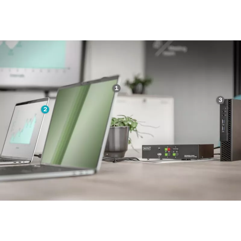 KVM-kytkin Digitus 4 porttia yhden näytön 4K HDMI