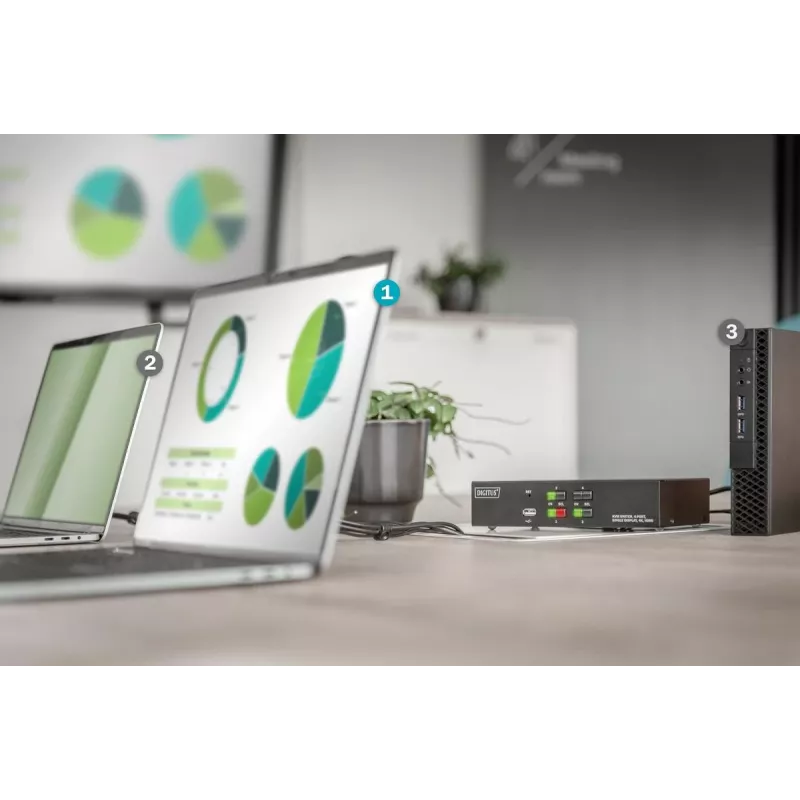 KVM-kytkin Digitus 4 porttia yhden näytön 4K HDMI