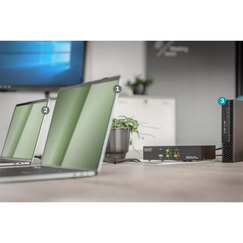 KVM-kytkin Digitus 4 porttia yhden näytön 4K HDMI