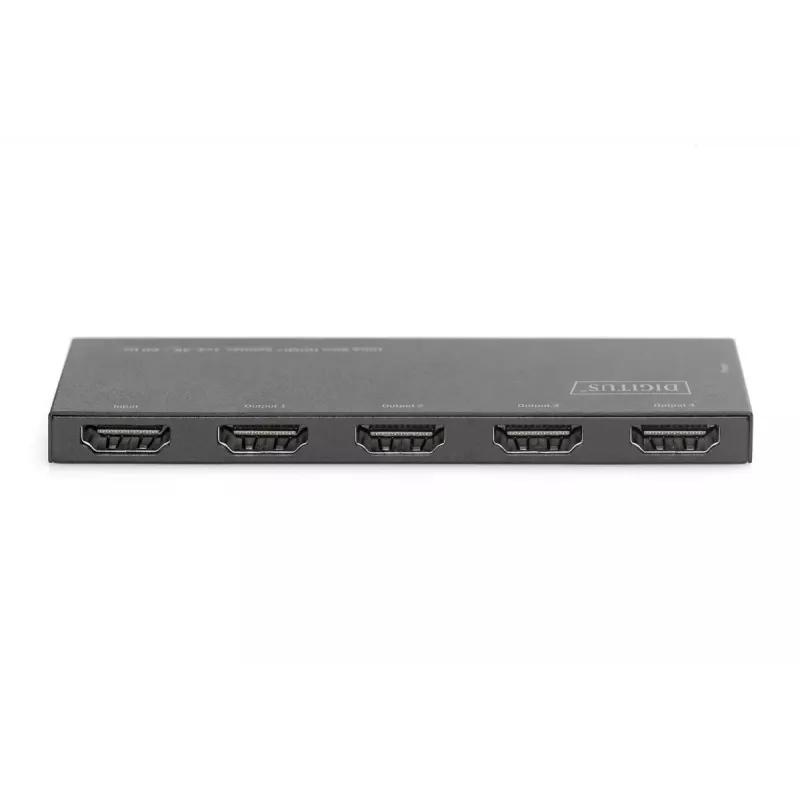 DIGITUS Ultra Slim HDMI-jakaja, 1x4, 4K/60Hz HDR, HDCP 2.2, 18 Gbps, Micro USB -virralla