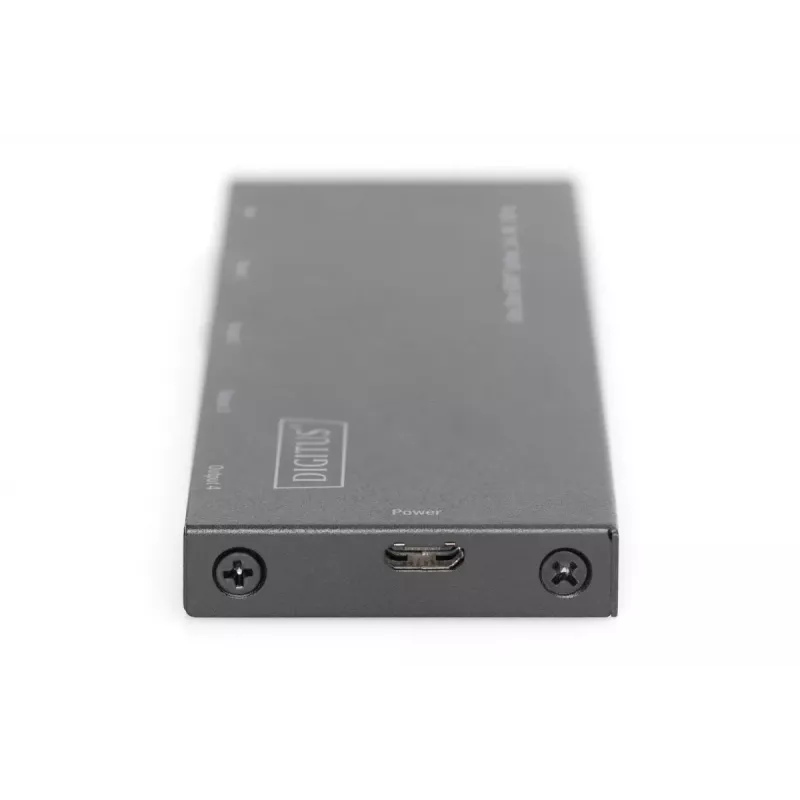 DIGITUS Ultra Slim HDMI-jakaja, 1x4, 4K/60Hz HDR, HDCP 2.2, 18 Gbps, Micro USB -virralla