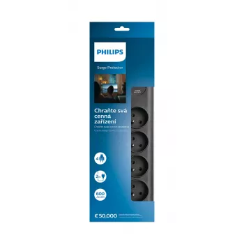 Philips SPN7080BA/60 ylijännitesuoja musta 8 AC-lähtöä 2 m