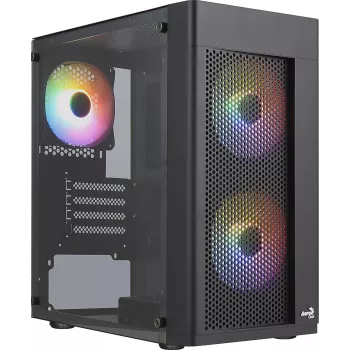 Aerocool HEXFORMBKV2 Micro ATX -tietokonekotelo 3 tuuletinta FRGB musta