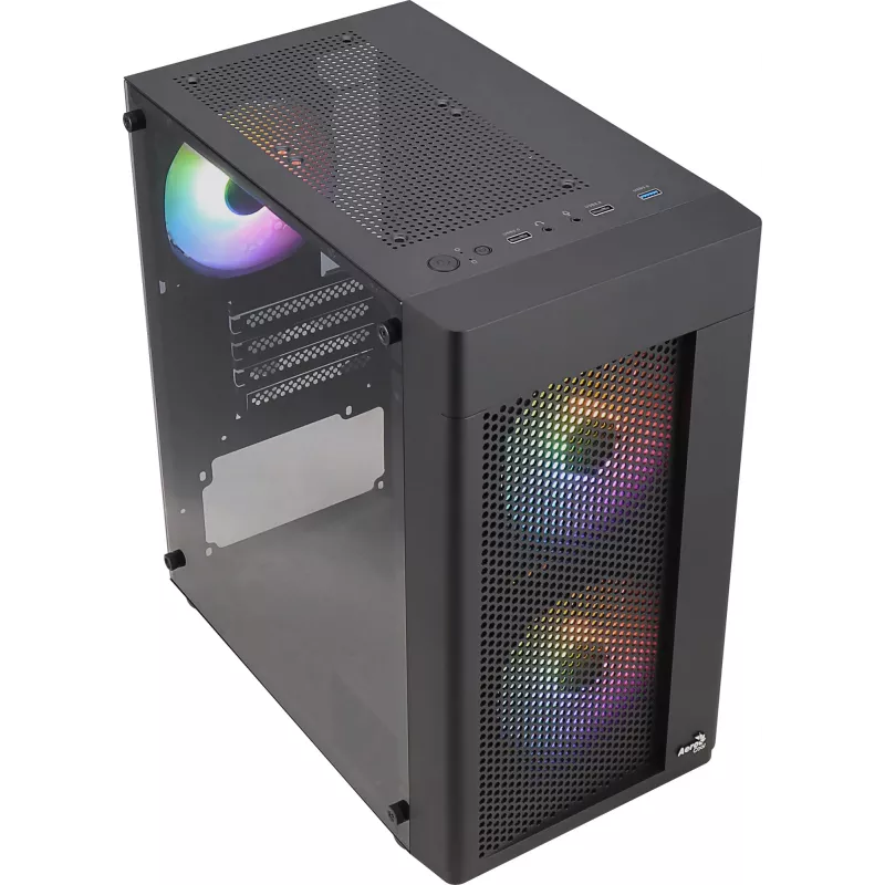 Aerocool HEXFORMBKV2 Micro ATX -tietokonekotelo 3 tuuletinta FRGB musta