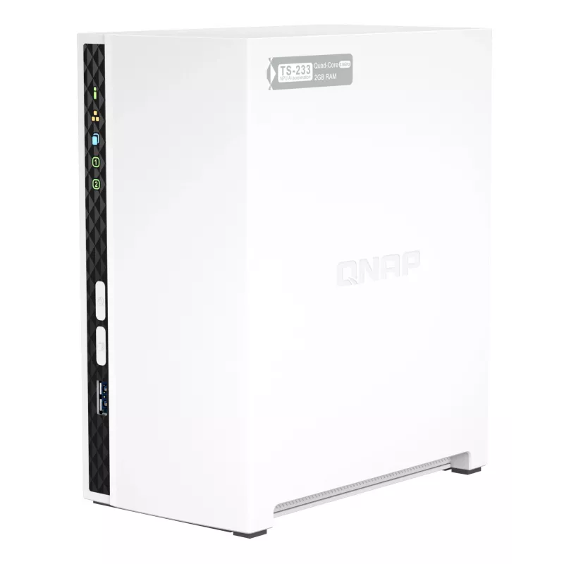 QNAP TS-233 NAS/tallennuspalvelin Tower ARM Cortex-A55 2 GB 0 TB QNAP QTS valkoinen