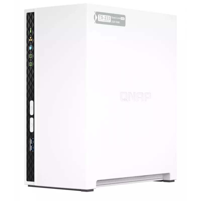 QNAP TS-233 NAS/tallennuspalvelin Tower ARM Cortex-A55 2 GB 0 TB QNAP QTS valkoinen