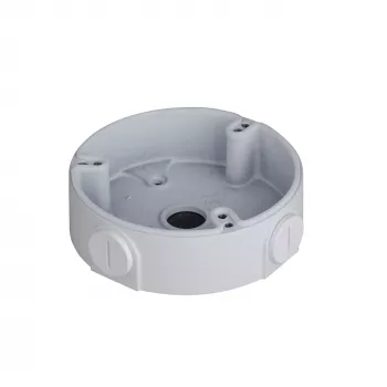 Liitäntärasia DAHUA PFA136 — valkoinen, 1/2 tuuman kierre, Ø11 cm, korkeus 33,5 mm, enintään 1 kg kuormitus