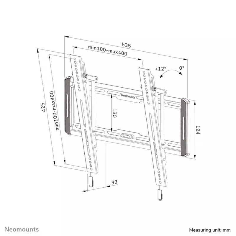 Neomounts WL35-550BL14 TV-seinäteline 40-75 tuumaa - kallistettava - helppo asennus