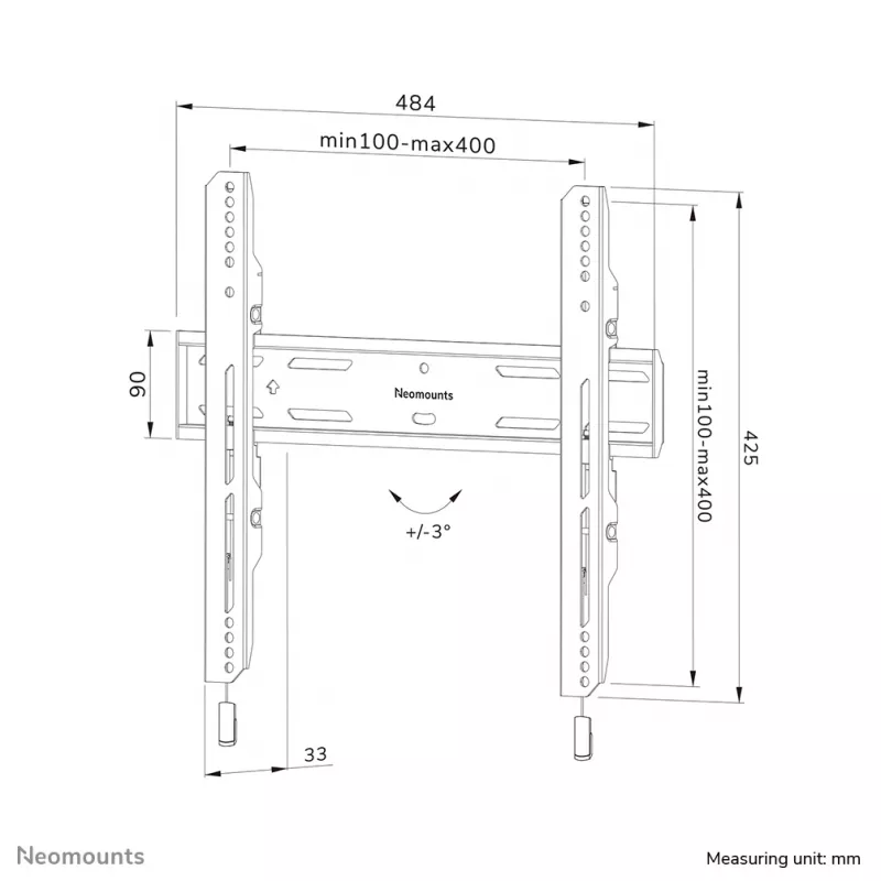 Neomounts WL30S-850BL14 TV-seinäteline 40-75 tuumaa - kiinteä - lukittava - nopea asennus
