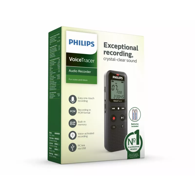 Philips VoiceTracer 8 kHz musta