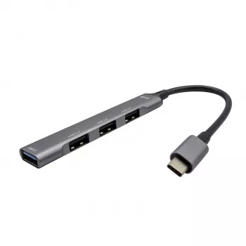 i-tec metalli USB-C-keskitin 1x USB 3.0 + 3x USB 2.0, USB 3.2 Gen 1 (3.1 Gen 1) Type-C, USB 2.0, USB 3.2 Gen 1 (3.1 Gen 1) Type-A, metallinen, metalli, 0,19 m, Android