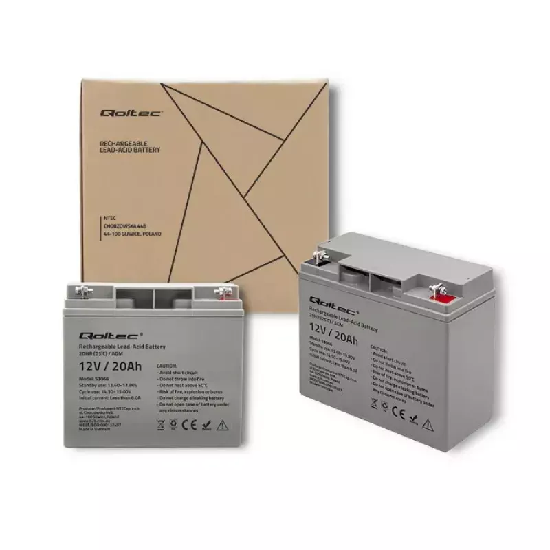 Qoltec 53066 UPS-akku lyijy-happo-AGM 12 V 20 Ah