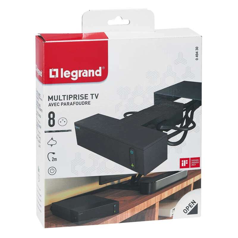 Legrand 049430 jatkojohto 2 m 8 pistorasiaa sisäkäyttöön musta