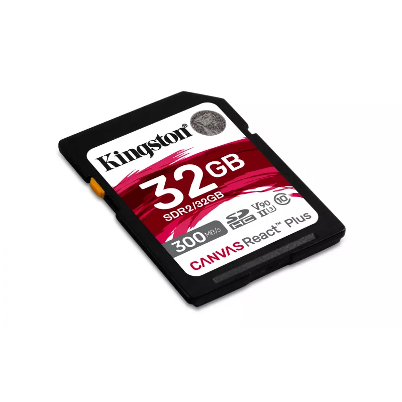 Kingston Technology 32 GB Canvas React Plus SDHC UHS-II 300R/260W U3 V90 Full HD/4K/8K