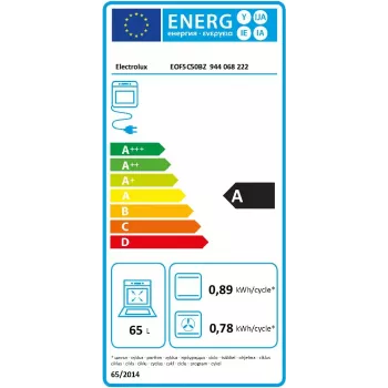 Kalusteisiin asennettava sähköuuni Electrolux EOF5C50BZ, 65 L, katalyyttinen puhdistus, 8 ohjelmaa, luokka A, musta