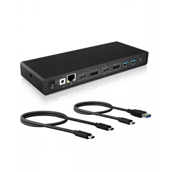 ICY BOX IB-DK2245AC langallinen USB 3.2 Gen 1 (3.1 Gen 1) Type-C musta