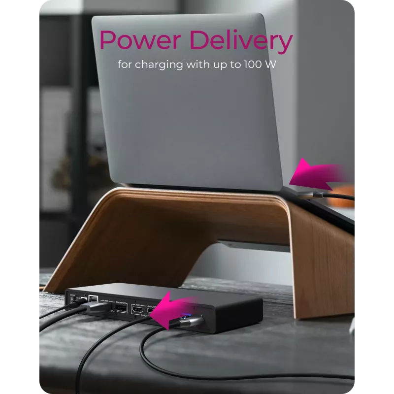 ICY BOX IB-DK2245AC langallinen USB 3.2 Gen 1 (3.1 Gen 1) Type-C musta