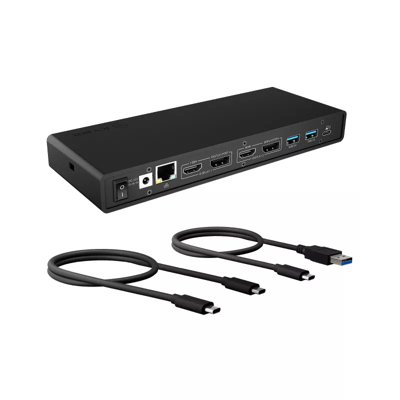 ICY BOX IB-DK2245AC langallinen USB 3.2 Gen 1 (3.1 Gen 1) Type-C musta