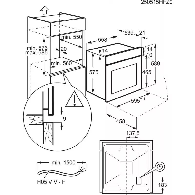 Electrolux EOF3H50BX 65 L ruostumaton teräs