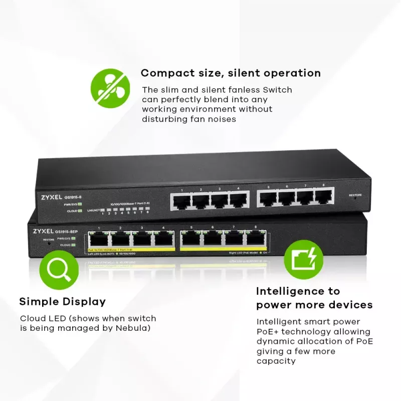Zyxel GS1915-8 Managed L2 Gigabit Ethernet (10/100/1000) musta