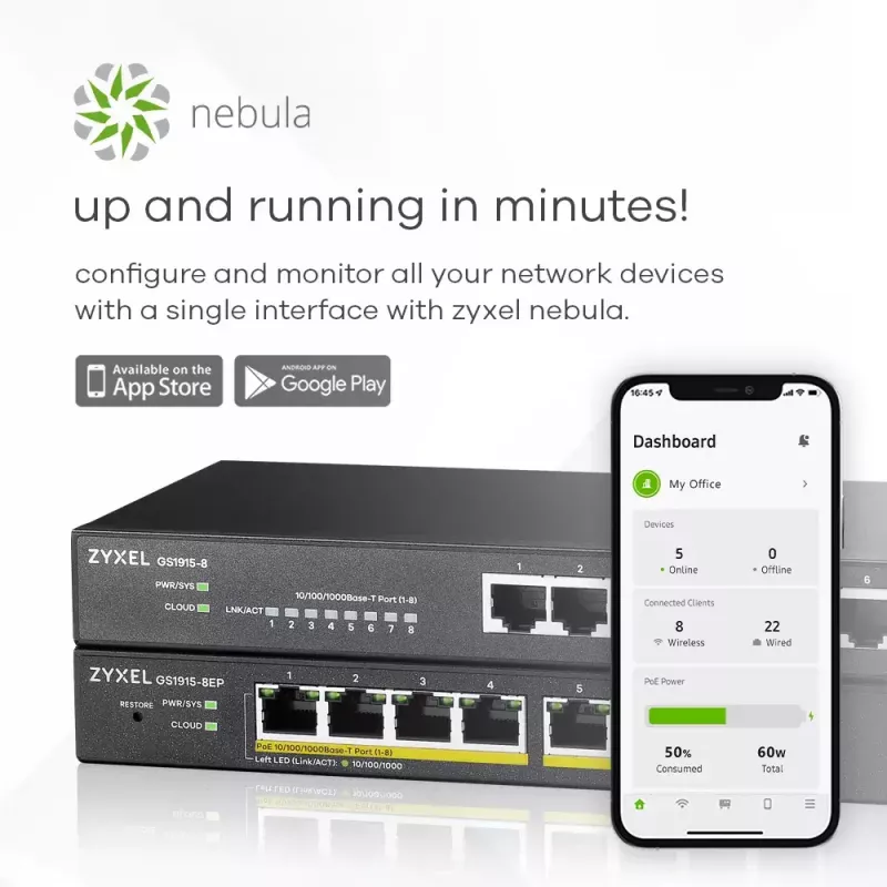 Zyxel GS1915-8 Managed L2 Gigabit Ethernet (10/100/1000) musta