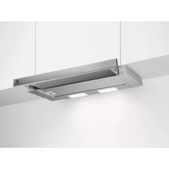 Osittain kalusteisiin asennettava liesituuletin Electrolux LFP226S, 598 mm, 330 m³/h, alumiininen rasvasuodatin, 3 nopeutta