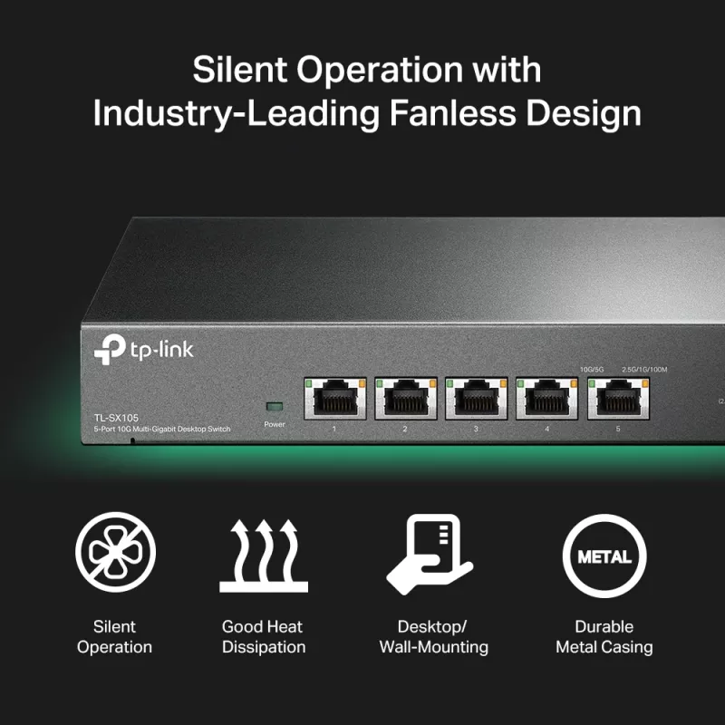Hallitsematon kytkin TP-Link TL-SX105 5-porttinen 10G pöytäkytkin