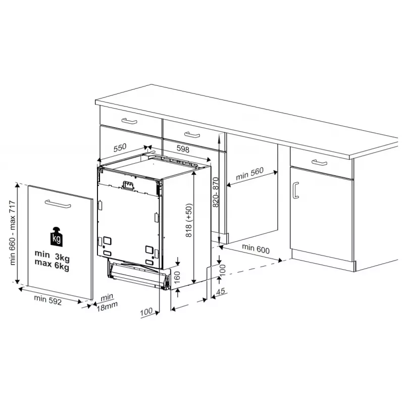 Beko BDIN38521Q täysintegroitu astianpesukone, 15 astiastosarjaa, 44 dB