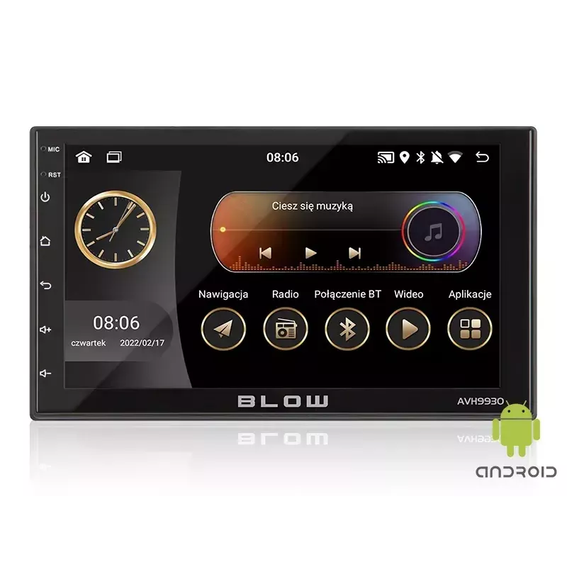 BLOW AVH-9930 2DIN autoradio, 7" kosketusnäyttö, GPS, Android 11, Bluetooth, musta