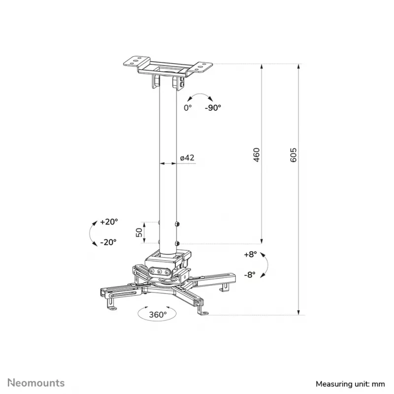Kattoteline Neomounts CL25-540BL1 musta 35 kg