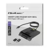 Qoltec 50634 SCR-0634 älykäs ID-sirukortinlukija, USB 2.0 + USB-C-sovitin, musta