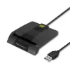 Qoltec 50634 SCR-0634 älykäs ID-sirukortinlukija, USB 2.0 + USB-C-sovitin, musta