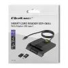 Qoltec 50634 SCR-0634 älykäs ID-sirukortinlukija, USB 2.0 + USB-C-sovitin, musta