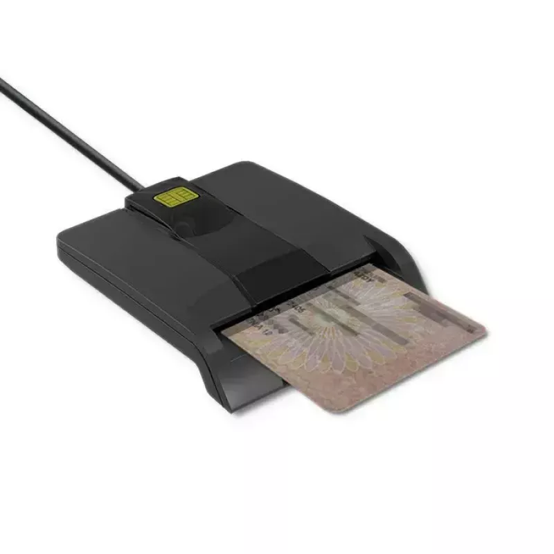 Qoltec 50634 SCR-0634 älykäs ID-sirukortinlukija, USB 2.0 + USB-C-sovitin, musta