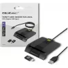 Qoltec 50634 SCR-0634 älykäs ID-sirukortinlukija, USB 2.0 + USB-C-sovitin, musta