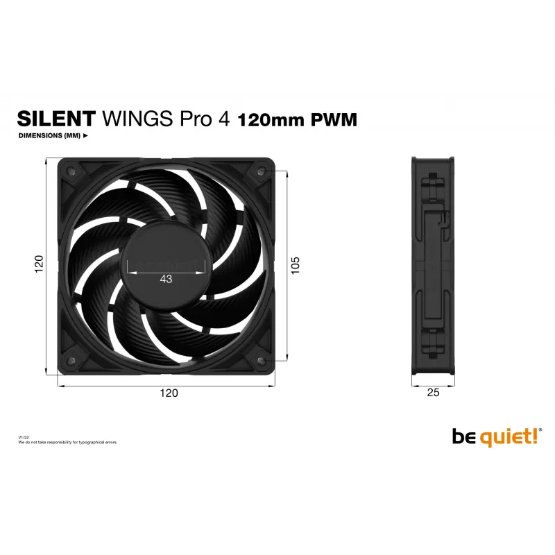 be quiet! SILENT WINGS PRO 4 | 120mm PWM kotelotuuletin 12 cm musta 1 kpl