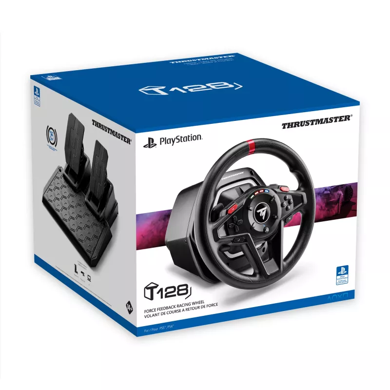Thrustmaster T128 musta USB-ohjauspyörä + polkimet analoginen PC, PlayStation 4, PlayStation 5