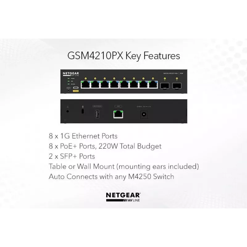 Hallittava kytkin NETGEAR GSM4210PD-100EUS 8x1G PoE+ 110W 1xSFP