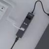 USB-C-keskitin SAVIO AK-57, jossa 3× USB-A, RJ-45 Gigabit Ethernet (5000 Mbit/s), alumiini harmaa
