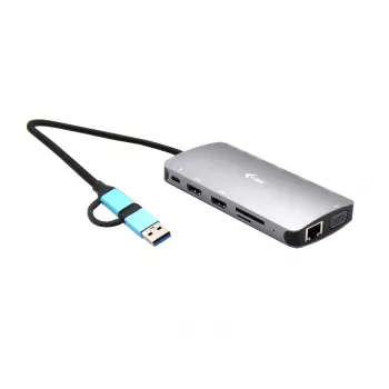 i-tec USB 3.0 USB-C/Thunderbolt 3x Display Metal Nano -telakka LAN-liitännällä + Power Delivery 100 W