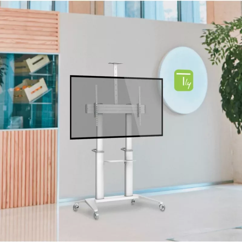 Techly ICA-TR49W multimediavaunu/teline valkoinen litteälle näytölle