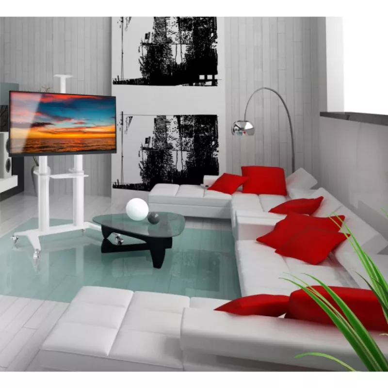 Techly ICA-TR49W multimediavaunu/teline valkoinen litteälle näytölle