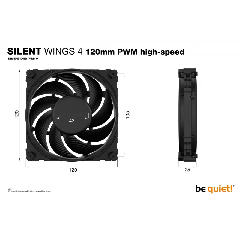 be quiet SILENT WINGS 4 | 120mm PWM high-speed kotelotuuletin 12 cm musta 1 kpl