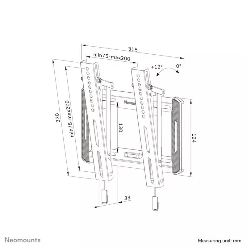 TV-seinäteline Neomounts WL35-550BL12 max 40kg 24-55in musta