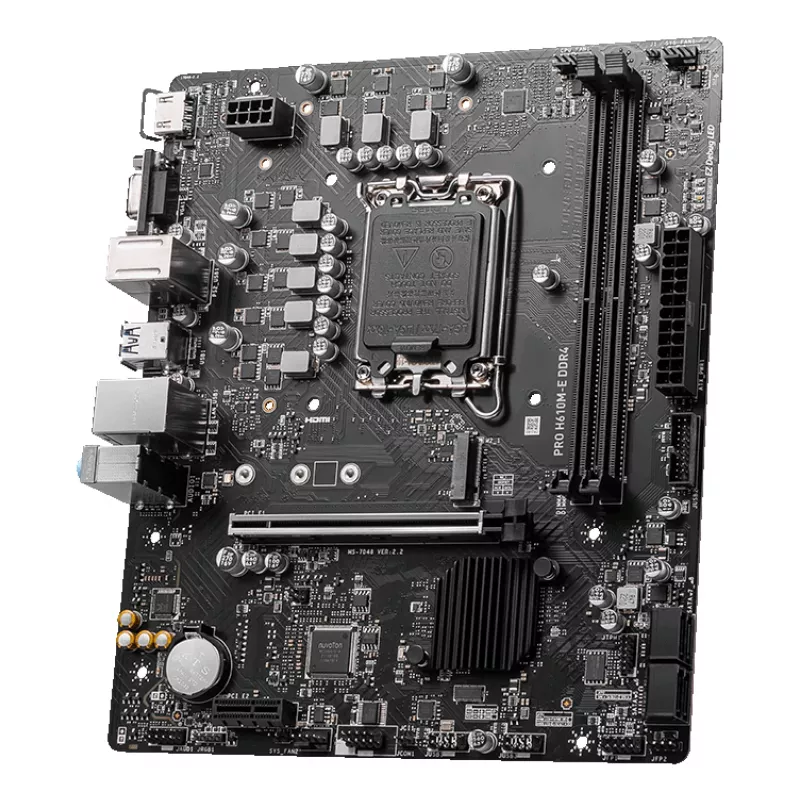 MSI PRO H610M-E DDR4 emolevy, LGA1700, micro ATX, Intel H610, 2x DDR4 DIMM, enintään 64GB, M.2, 4x SATA III, HDMI, USB 3.2 Gen 1, Gigabit LAN