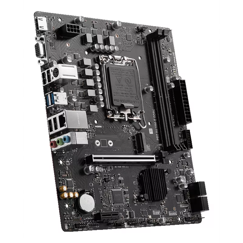 MSI PRO H610M-E DDR4 emolevy, LGA1700, micro ATX, Intel H610, 2x DDR4 DIMM, enintään 64GB, M.2, 4x SATA III, HDMI, USB 3.2 Gen 1, Gigabit LAN