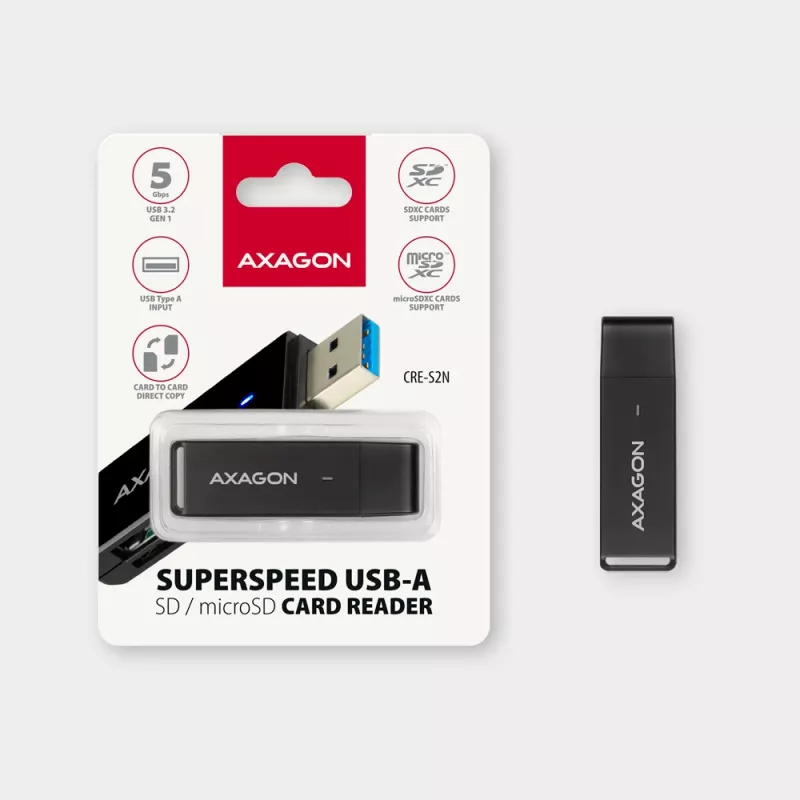 Kortinlukija Axagon CRE-S2N USB 3.2 Gen 1 Type-A musta